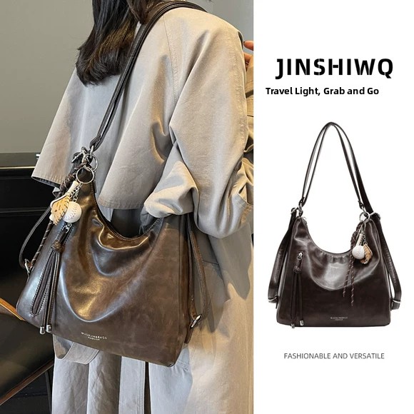 Luxury Bags Tote - レトロ大容量クロスボディショルダートートバッグ レディース 通勤バッグ 2025年新作 高級ミニマリスト ハイエンド感