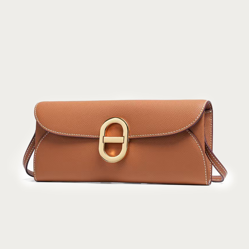 Luxury Bags Leather - 本革製、豚の鼻の形をしたデザインのWOCウォレット。女性用、パームグレイン加工の牛革製クラッチバッグ。高級デザイナーブランドの小さめショルダーバッグ。